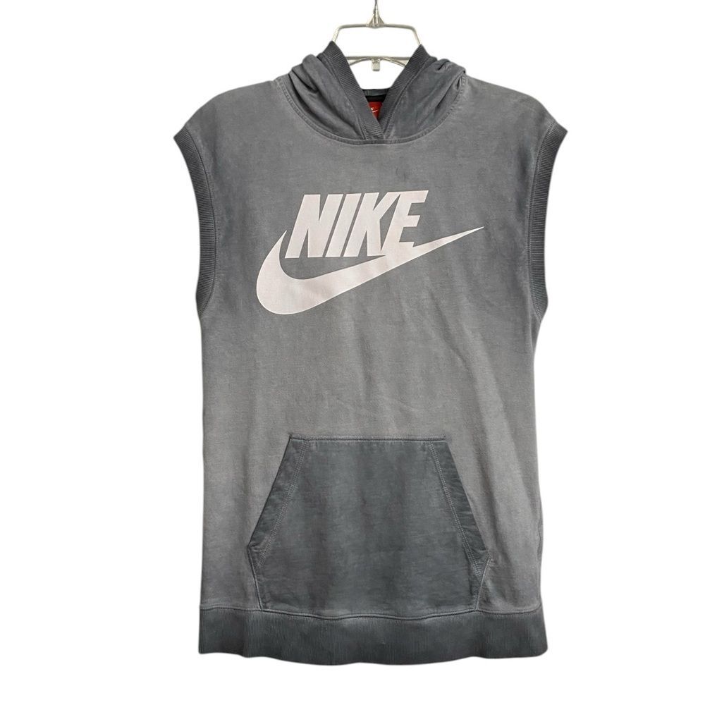 NWT Nike Women's Sleeveless Sweatshirt Hoodie Size S Faded Grey Pocket Cozy NEW